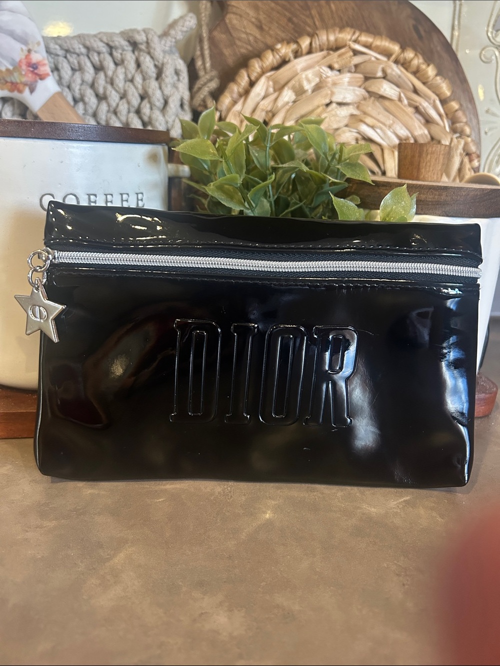 Dior Black Toiletry Pouch with Star Charm